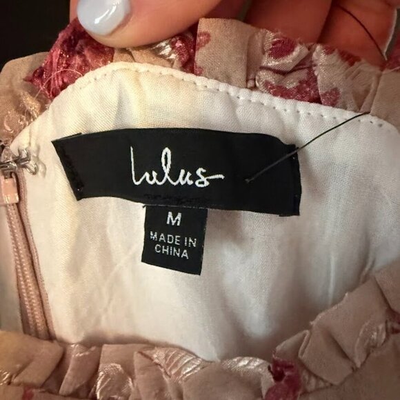 Lulu's Terrace Views Taupe Floral Print Tiered Midi Dress - Picture 7 of 8